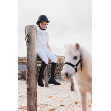Polo da concorso Horze Kaya bambino con strass Bianco brillante