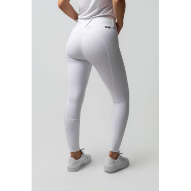 Pantaloni da gara Horze Grand Prix III con grip integrale da donna Bianco brillante
