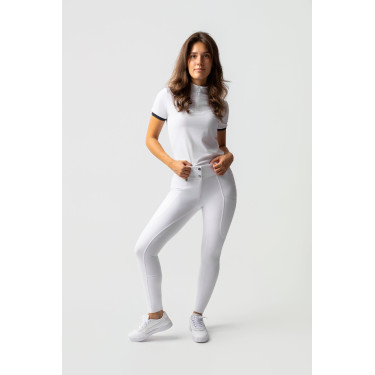 Pantaloni da gara Horze Grand Prix III con grip integrale da donna Bianco brillante