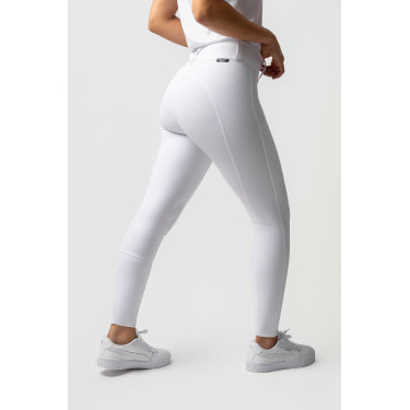 Pantaloni da gara Horze Grand Prix III con grip integrale da donna Bianco brillante