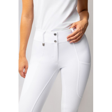 Pantaloni da gara Horze Grand Prix III con grip integrale da donna Bianco brillante