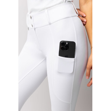 Pantaloni da gara Horze Grand Prix III con grip integrale da donna Bianco brillante