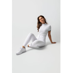 Pantaloni da gara Horze Grand Prix III con grip integrale da donna Bianco brillante
