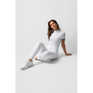 Pantaloni da gara Horze Grand Prix III con grip integrale da donna Bianco brillante