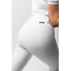 Pantaloni da gara Horze Grand Prix III con grip integrale da donna Bianco brillante