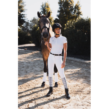 Pantaloni da gara Horze Grand Prix III con grip integrale da donna Bianco brillante
