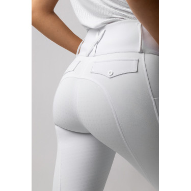 Pantaloni da equitazione Horze Leonie donna con fondo integrale Bianco brillante