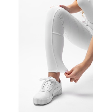 Pantaloni da equitazione Horze Leonie donna con fondo integrale Bianco brillante
