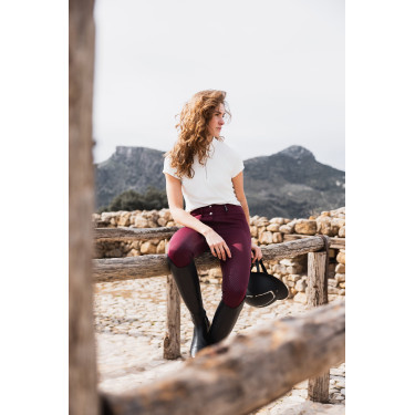 Pantaloni da equitazione da donna Horze Evelyn con grip integrale Port Royale Bordeaux Pantaloni da equitazione da donna Horze Evelyn con grip integrale Port Royale Bordeaux