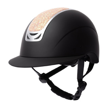 Casco da equitazione con ornamento in cristallo Horze Arix II Nero / pesca