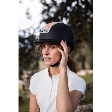 Casco da equitazione con ornamento in cristallo Horze Arix II Nero / pesca