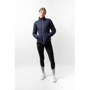Giacca da equitazione trapuntata da donna Horze Astrid Blu polare Blu marino