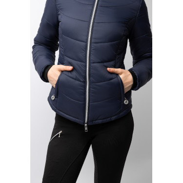Giacca da equitazione trapuntata da donna Horze Astrid Blu polare Blu marino