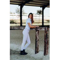 Pantaloni da equitazione da donna Horze Kaitlin con fondello integrale e decorazione floreale Caduta d'orchidea Bianco Pantaloni da equitazione da donna Horze Kaitlin con fondello integrale e decorazione floreale Caduta d'orchidea Bianco