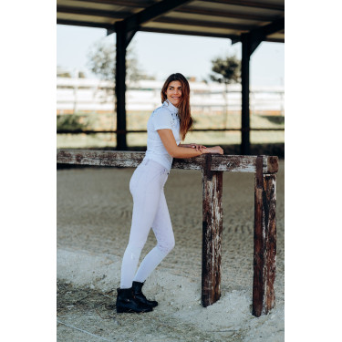 Pantaloni da equitazione da donna Horze Kaitlin con fondello integrale e decorazione floreale Caduta d'orchidea Bianco Pantaloni da equitazione da donna Horze Kaitlin con fondello integrale e decorazione floreale Caduta d'orchidea Bianco