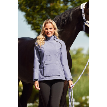 Giacca da equitazione impermeabile Horze Ayla con cerniere per donna Uvetta royal Viola