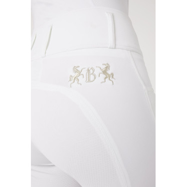Pantaloni da equitazione a grip integrale Meghan B Vertigo a vita alta donna Bianco