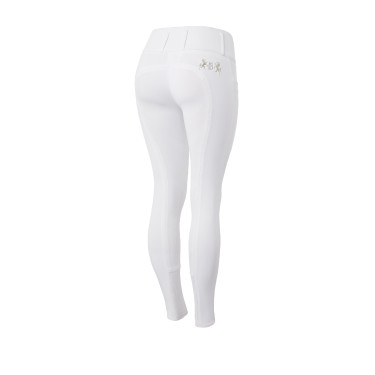 Pantaloni da equitazione a grip integrale Meghan B Vertigo a vita alta donna Bianco