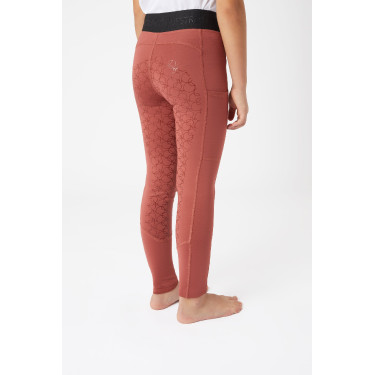 Leggings da equitazione in silicone Horze Leighton da ragazza con fondo integrale e fodera calda Roano rosso