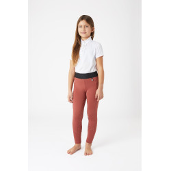 Leggings da equitazione in silicone Horze Leighton da ragazza con fondo integrale e fodera calda Roano rosso