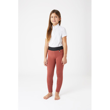 Leggings da equitazione in silicone Horze Leighton da ragazza con fondo integrale e fodera calda Roano rosso