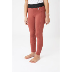 Leggings da equitazione in silicone Horze Leighton da ragazza con fondo integrale e fodera calda Roano rosso