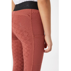 Leggings da equitazione in silicone Horze Leighton da ragazza con fondo integrale e fodera calda Roano rosso