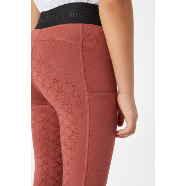 Leggings da equitazione in silicone Horze Leighton da ragazza con fondo integrale e fodera calda Roano rosso