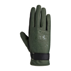 Guanti da equitazione B Vertigo Laia da donna con logo stampato Verde scarabeo