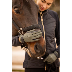 Guanti da equitazione B Vertigo Laia da donna con logo stampato Verde scarabeo