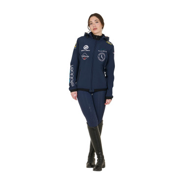 Giacca softshell Equestro New Style multilogo Blazer marine Blu marino