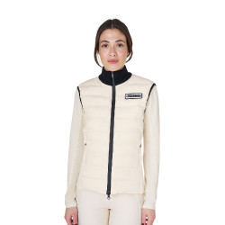 Gilet da donna senza maniche Equestro con zip in tessuto tecnico misto Bianco antico Beige
