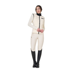 Gilet da donna senza maniche Equestro con zip in tessuto tecnico misto Bianco antico Beige