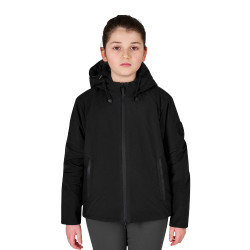 Giacca unisex da bambino Equestro in nylon impermeabile e antivento Nero