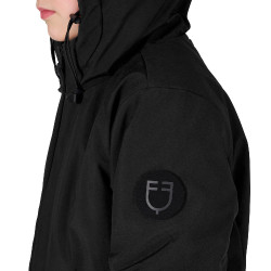 Giacca unisex da bambino Equestro in nylon impermeabile e antivento Nero
