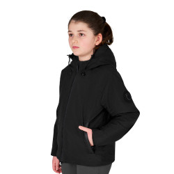 Giacca unisex da bambino Equestro in nylon impermeabile e antivento Nero