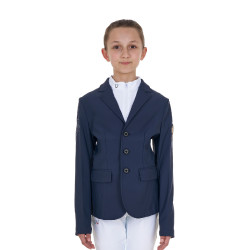 Giacca da concorso unisex per bambini Equestro x FISE tre bottoni Blazer marine Blu marino