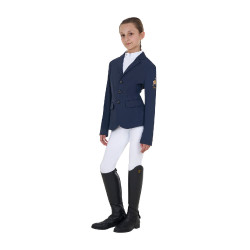 Giacca da concorso unisex per bambini Equestro x FISE tre bottoni Blazer marine Blu marino