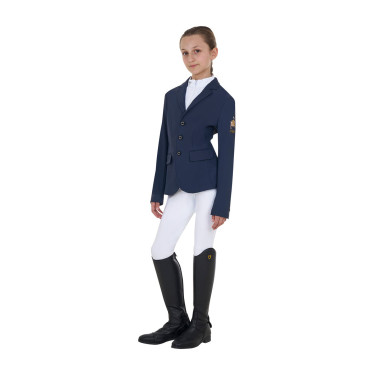 Giacca da concorso unisex per bambini Equestro x FISE tre bottoni Blazer marine Blu marino