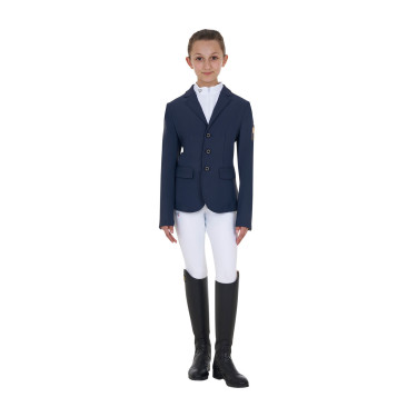Giacca da concorso unisex per bambini Equestro x FISE tre bottoni Blazer marine Blu marino