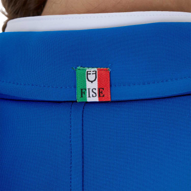 Giacca da concorso unisex per bambini Equestro x FISE tre bottoni Blu di Savoia Giacca da concorso unisex per bambini Equestro x FISE tre bottoni Blu di Savoia