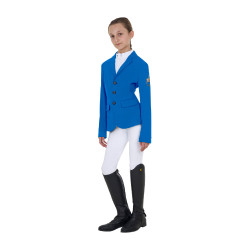 Giacca da concorso unisex per bambini Equestro x FISE tre bottoni Blu di Savoia Giacca da concorso unisex per bambini Equestro x FISE tre bottoni Blu di Savoia