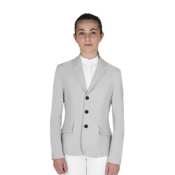 Giacca da concorso bambino Equestro taglio slim tre bottoni Nebbia portuale Bianco