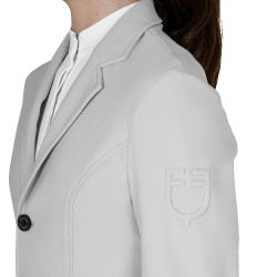 Giacca da concorso bambino Equestro taglio slim tre bottoni Nebbia portuale Bianco