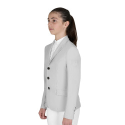 Giacca da concorso bambino Equestro taglio slim tre bottoni Nebbia portuale Bianco