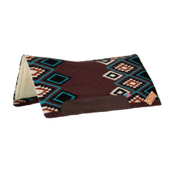 Tappeto western Pool’s ergonomico contoured in lana Bordeaux / turchese Rosso