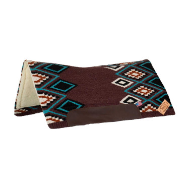 Tappeto western Pool’s ergonomico contoured in lana Bordeaux / turchese Rosso