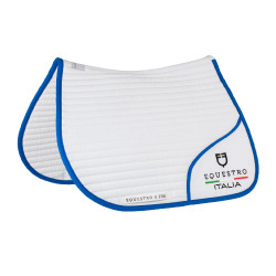 Sottosella da salto Equestro x FISE con logo ricamato Bianco / blu di Savoia