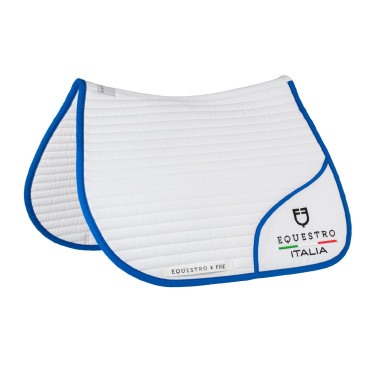 Sottosella da salto Equestro x FISE con logo ricamato Bianco / blu di Savoia