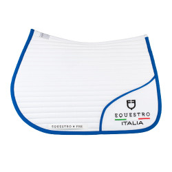 Sottosella da salto Equestro x FISE con logo ricamato Bianco / blu di Savoia